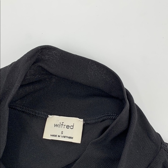 Wilfred mock neck tissue tee shirt blouse top black ruching long sleeve black S - Picture 4 of 4